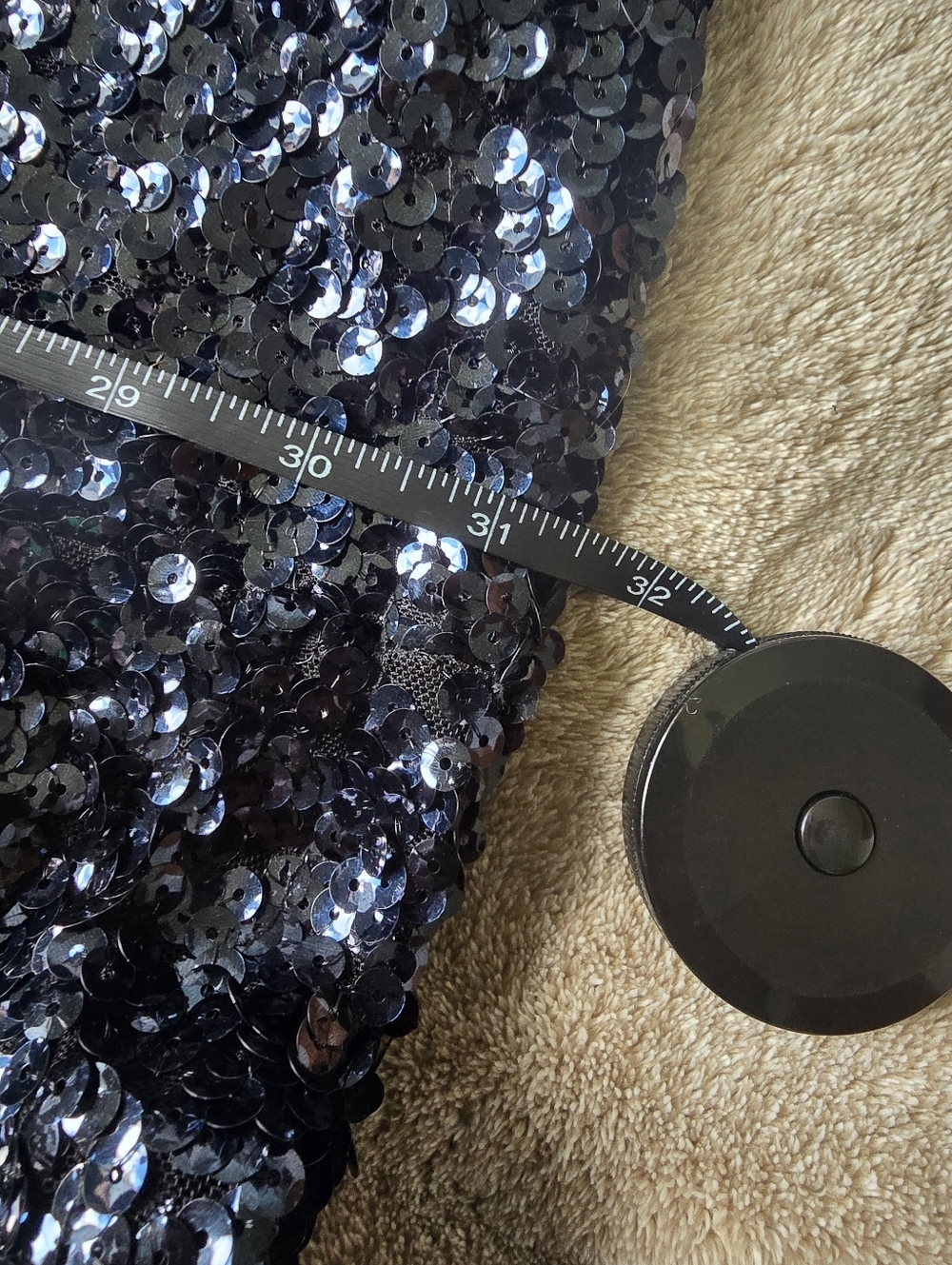 Venus Sequin Long Sleeve Mini Dress Womens size small Black Dark Blue Bodycon - Picture 10 of 13
